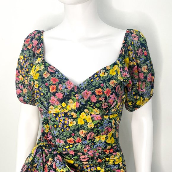 LoveShackFancy Ambrette Ditsy Floral Mini Dress in Night Sky Glow Added Tie Belt - Picture 10 of 17
